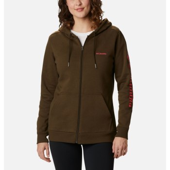 Columbia Logo Full Zip, Sudaderas Con Capucha Verde Oliva Para Mujer | 253410-DJW